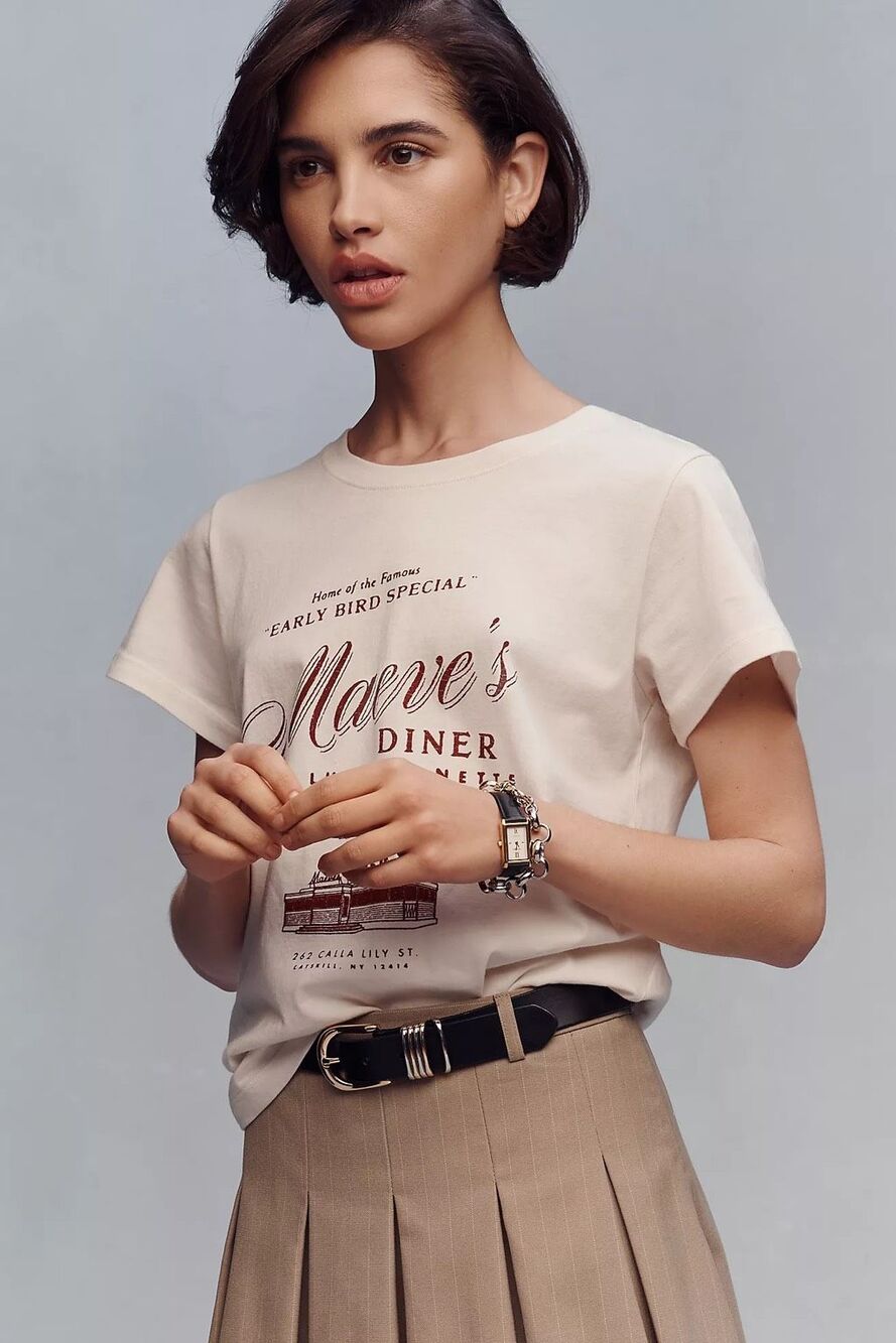 Anthropologie Maeve Evelyn Maeve’s Diner Graphic Tee 100% Cotton XL NEW